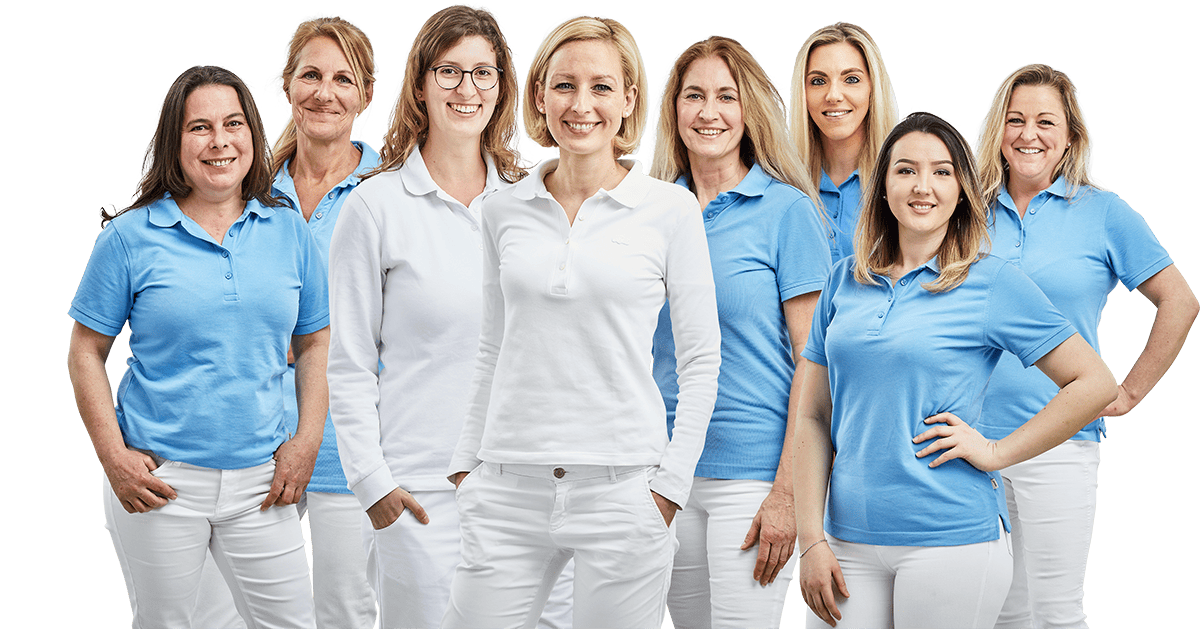 Team aus Zahnärztinnen und Zahnärzten & Mitarbeitern Zahnärztinnen, Zahnarzt und Team als Gruppe